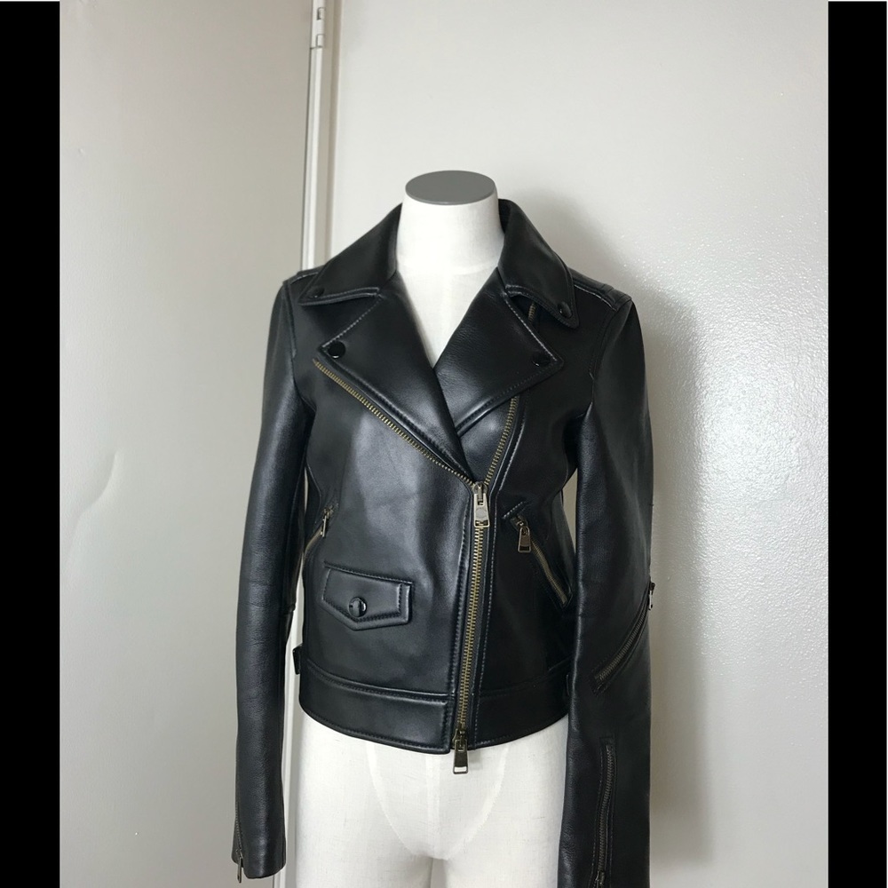 Coach Brown Sheepskin Leather Moto Jacket - image 1